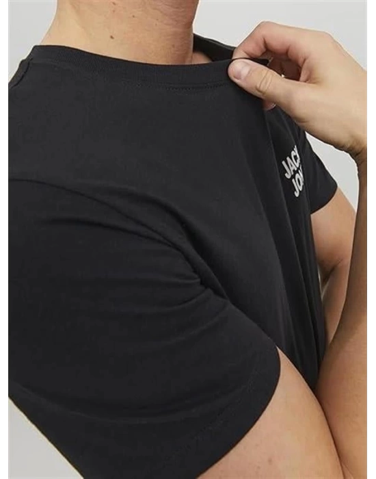 12151955 Bisiklet Yaka Baskılı Erkek T-Shirt Siyah