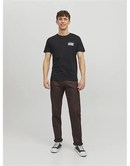12151955 Bisiklet Yaka Baskılı Erkek T-Shirt Siyah