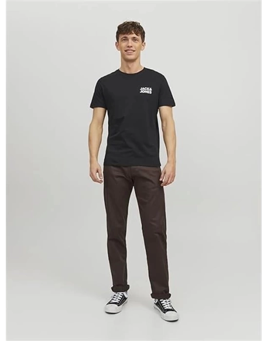 12151955 Bisiklet Yaka Baskılı Erkek T-Shirt Siyah