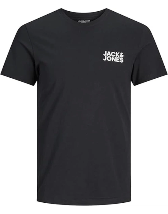 12151955 Bisiklet Yaka Baskılı Erkek T-Shirt Siyah