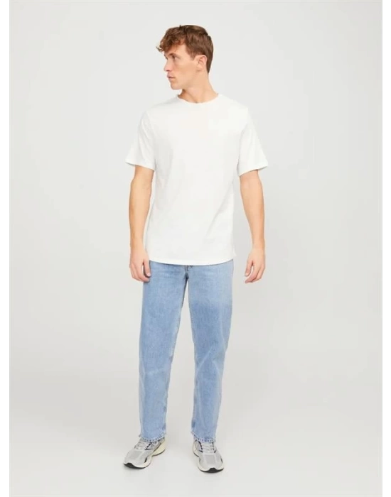 12182498 Yırtık Yaka  Oval Kesim Erkek Tshirt Beyaz