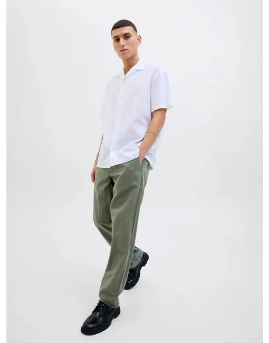 12248606 Relaxed Fıt Beli Lastikli Keten Jogger Erkek Pantolon Haki