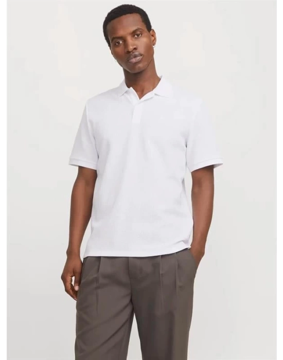 12268130 Likralı Polo Yaka Erkek Tshirt Beyaz