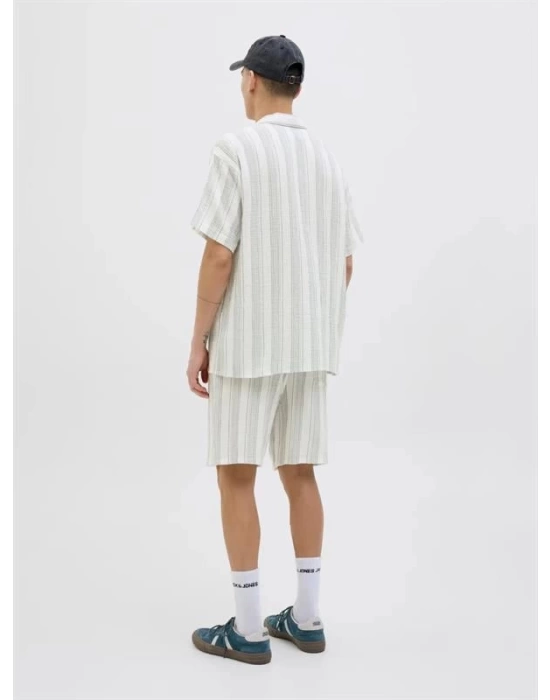 12274758 Müslin Kumaş Çizgili Ultra Hafif Erkek Short Beyaz