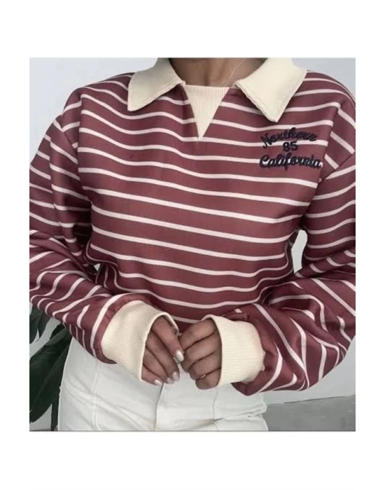 24K17755 Polo Yaka Kadın Sweatshirt