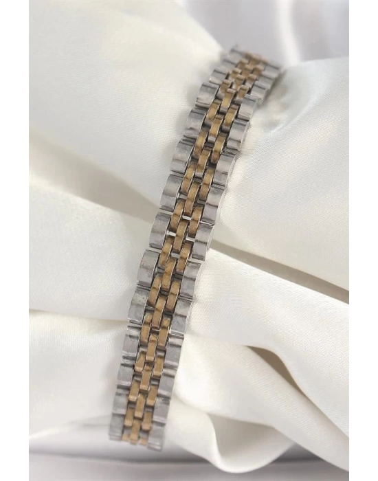 316L Çelik Gold Gümüş Renk Zincir Model Erkek Bileklik