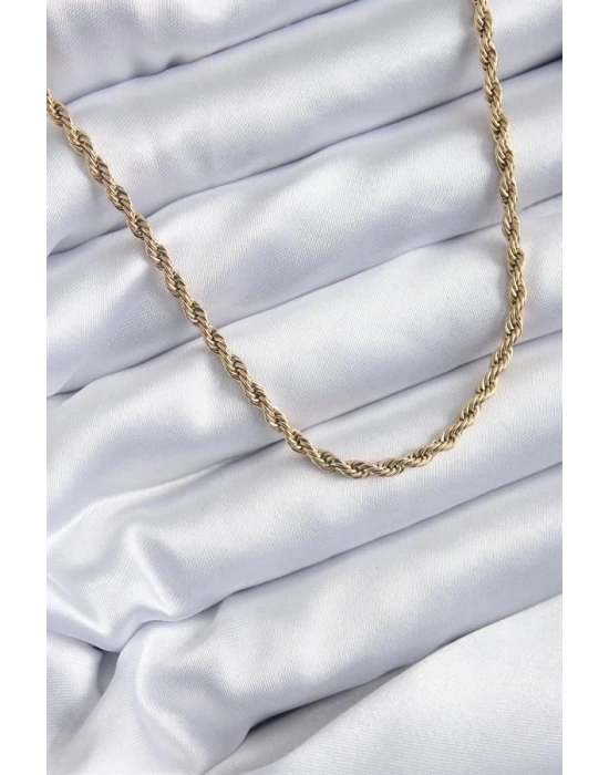 316L Çelik Gold Renk 60 cm Burgu Model Kadın Kolye