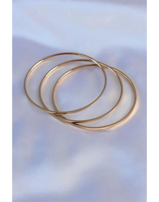 316L Çelik Gold Renk Ajda Model Kadın 65 mm Bilezik