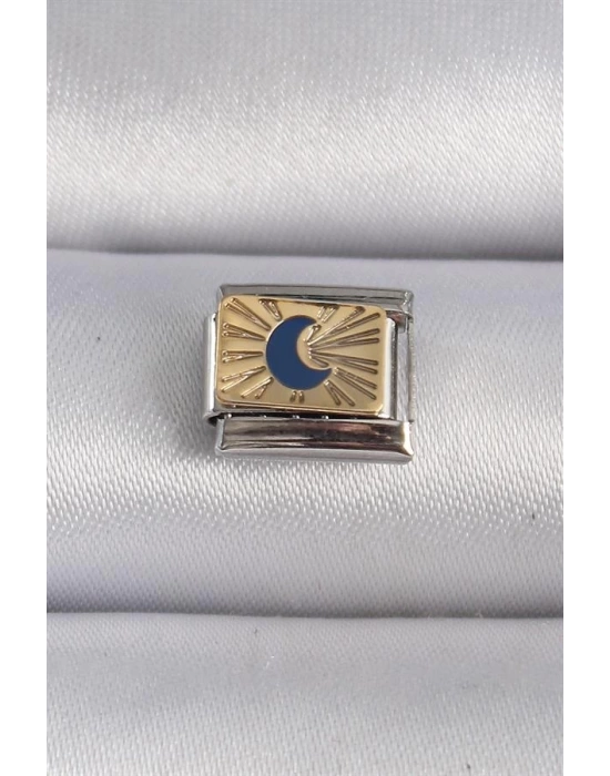 316L Çelik Gümüş Renk Gold Hilal İşlemeli Nomination Charm