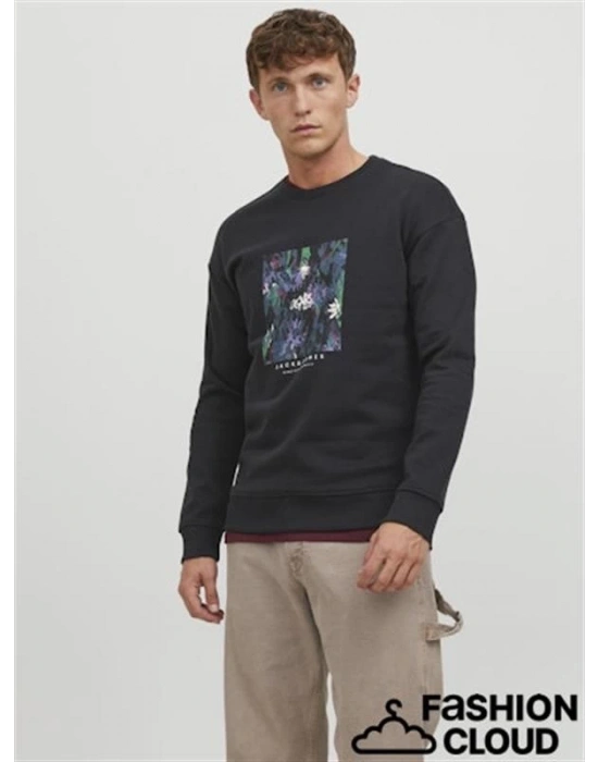 Bisiklet Yaka Baskılı Sweatshirt