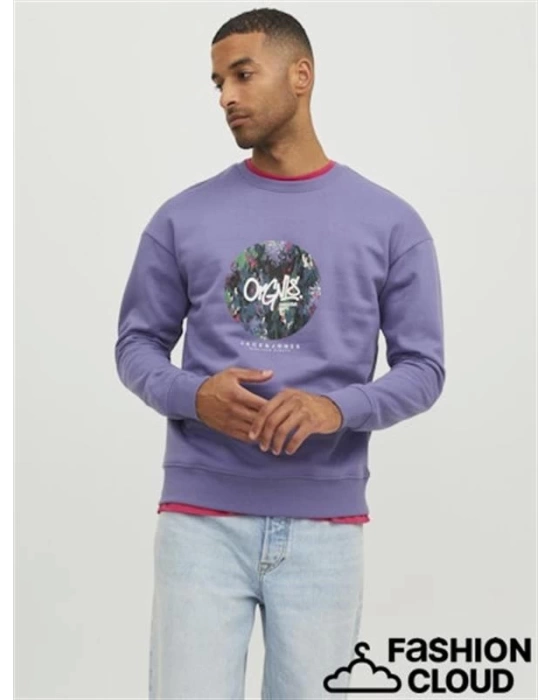 Bisiklet Yaka Baskılı Sweatshirt