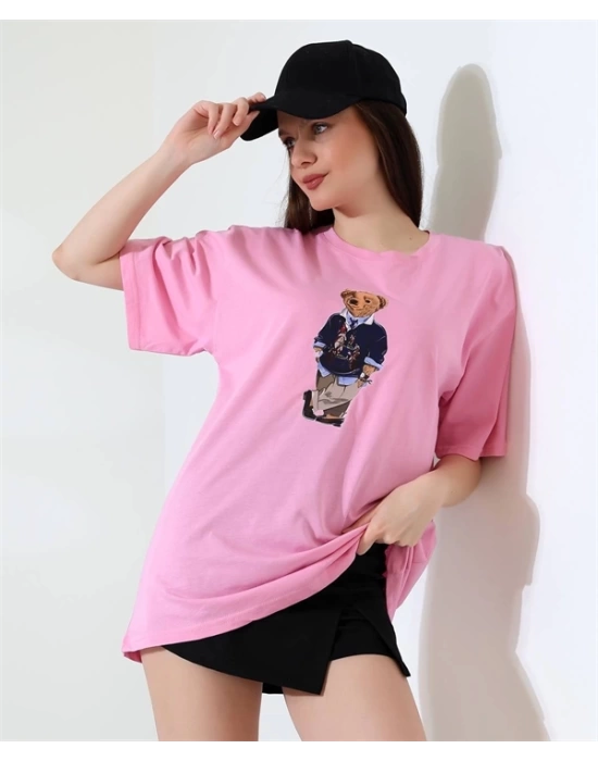 Ayıcıklı Oversize Kadın T-Shirt