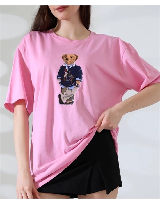 Ayıcıklı Oversize Kadın T-Shirt
