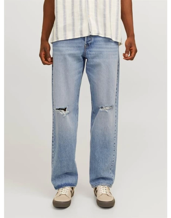 Boru Paça Yırtmaçlı %100 Pamuk Erkek Denim