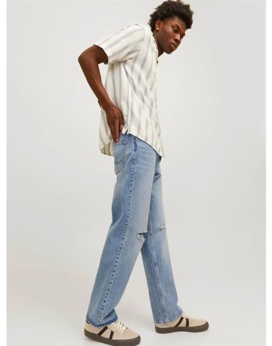 Boru Paça Yırtmaçlı %100 Pamuk Erkek Denim