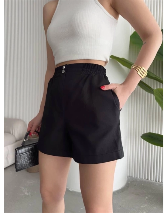 Çıtçıtlı gabardin şort