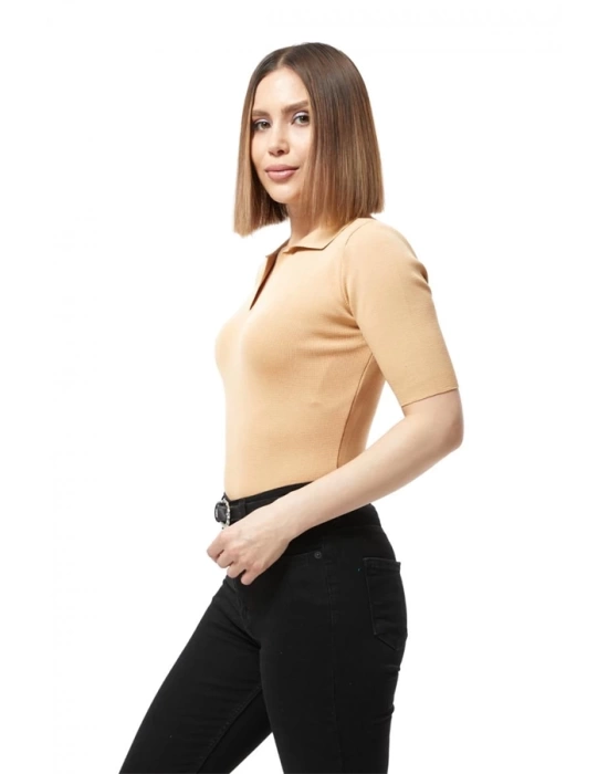 Gömlek yaka yazlık triko bluz