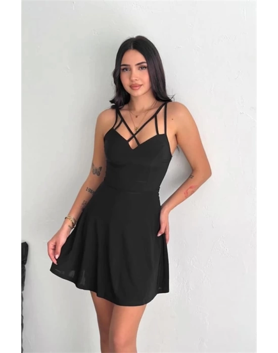 İnce çift askılı mini elbise