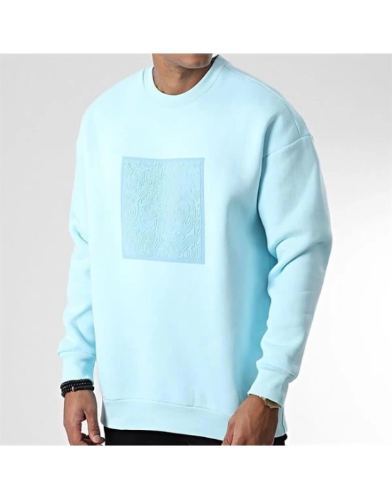 Kabartma Baskılı Oversıze Erkek Sweatshırt