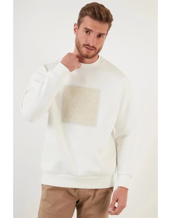 Kabartma Baskılı Oversıze Erkek Sweatshırt