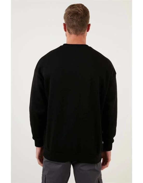 Kabartma Baskılı Oversıze Erkek Sweatshırt
