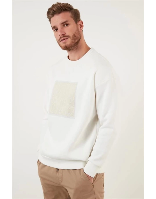 Kabartma Baskılı Oversıze Erkek Sweatshırt
