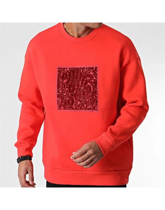 Kabartma Baskılı Oversıze Erkek Sweatshırt