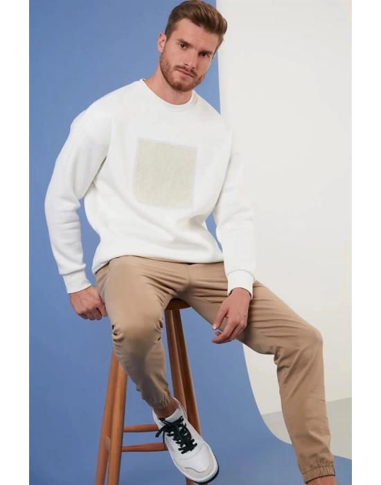 Kabartma Baskılı Oversıze Erkek Sweatshırt