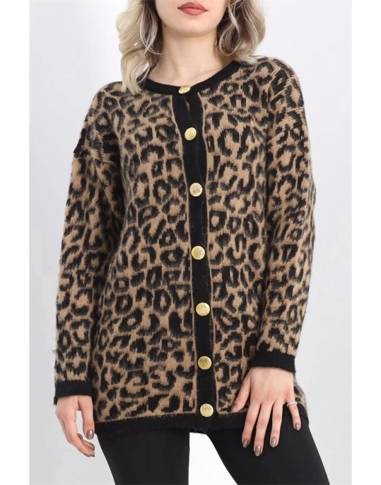 Kahve leopar hırka