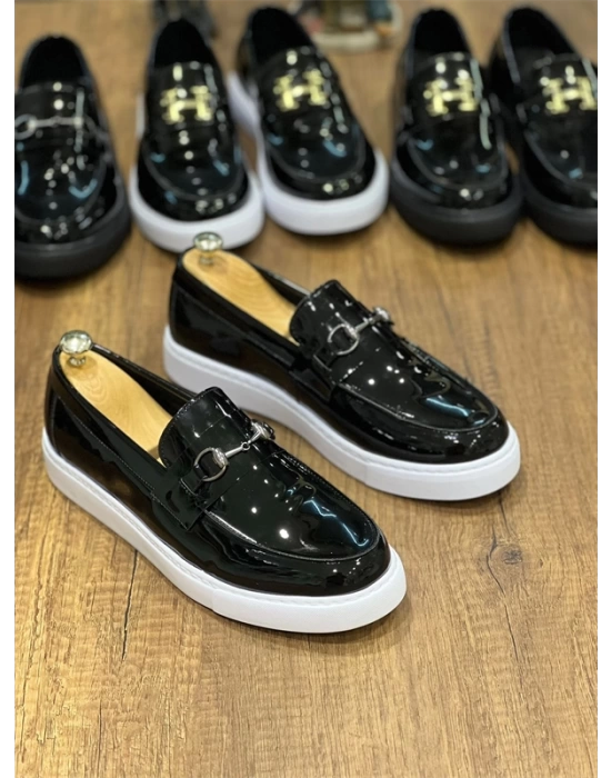 Kb-027  Kuback Bağcıksız Siyah Rugan G Günlük Erkek Ayakkabı