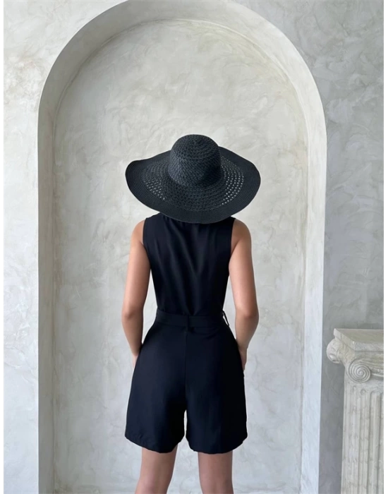 Kuşaklı şortlu tulum