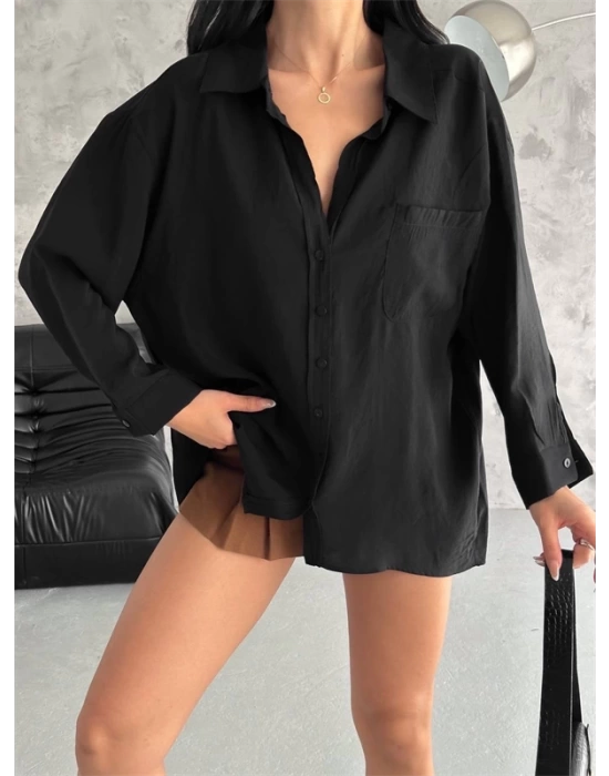 Modal Oversize Cepli Gömlek