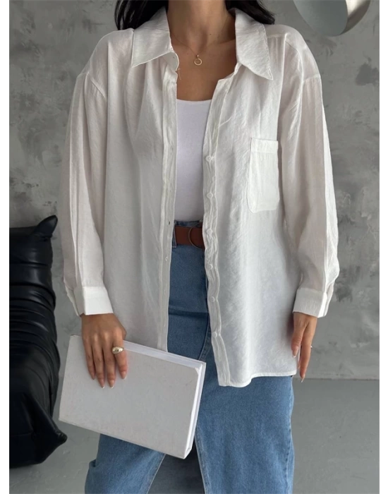 Modal Oversize Cepli Gömlek