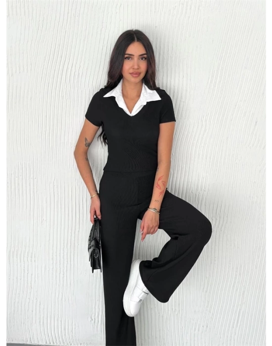 Ottoman kumaş beyaz gömlek yaka takım s4142