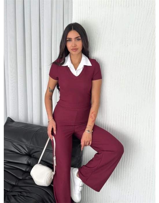 Ottoman kumaş beyaz gömlek yaka takım s4142