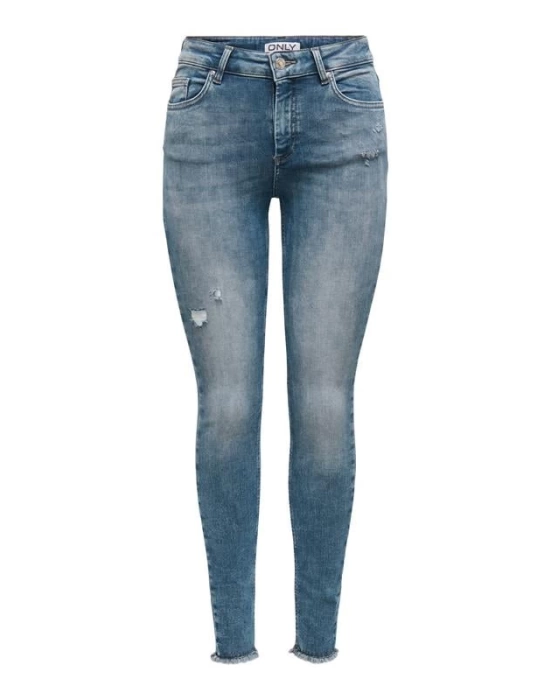 Püsküllü Paça Slim Fit Yüksek Bel Kadın Kot Pantolon