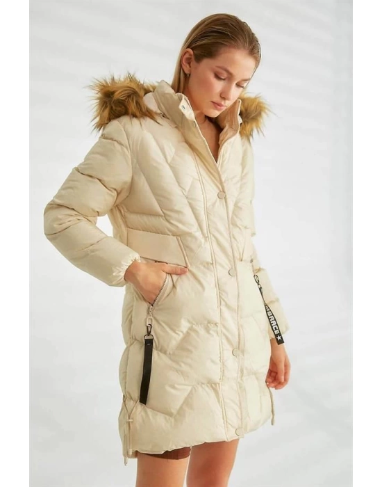 Robin Kapüşon Kürklü Şişme Mont D89824