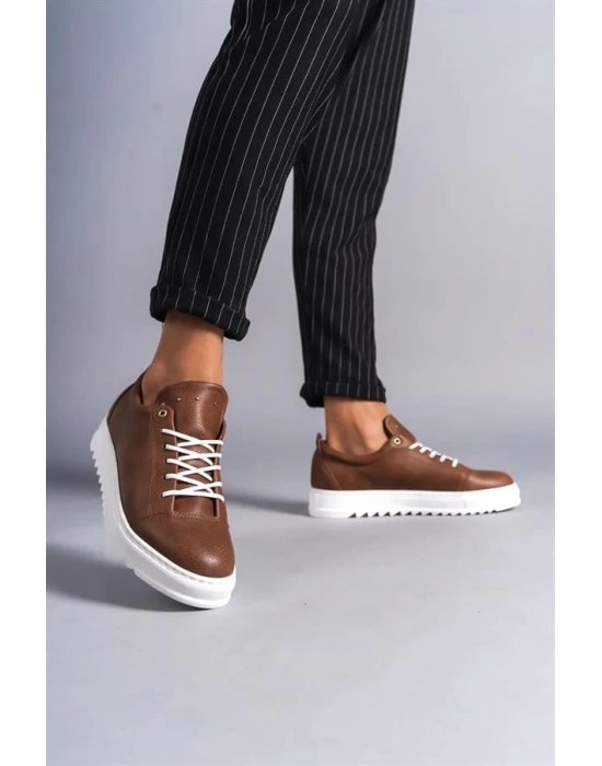 SLW152 Cool Bağcıklı Cilt Erkek Günlük Spor Klasik Ayakkabı BT -  Taba
