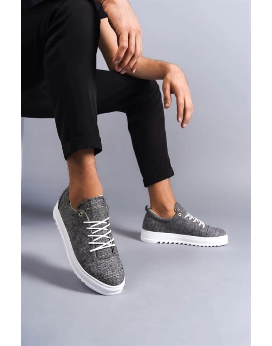 SLW152 Cool Bağcıklı Keten Erkek Günlük Spor Klasik Ayakkabı BT - Gri