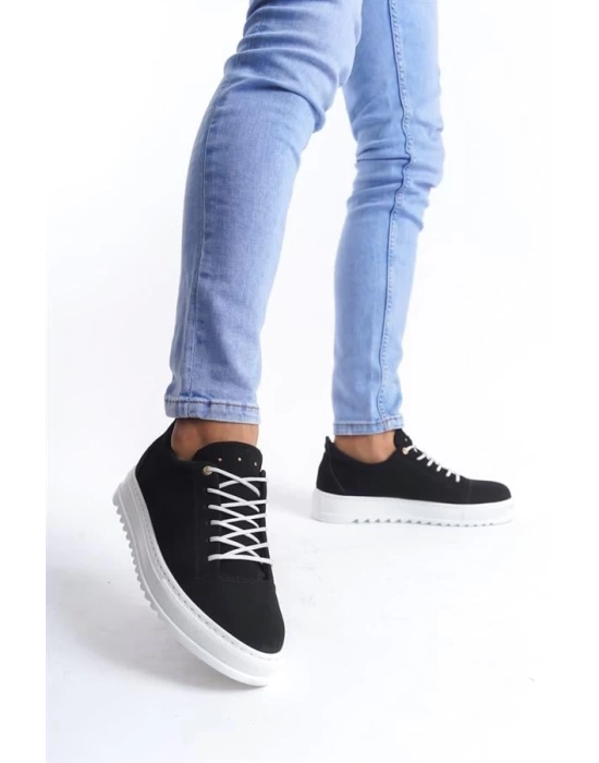 SLW152 Cool Bağcıklı Süet Erkek Günlük Spor Klasik Ayakkabı BT - Siyah