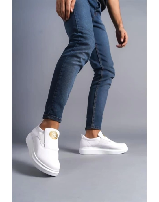 SLW161 Hippo Bağcıksız Cilt Erkek Günlük Sneaker Ayakkabı BT - Beyaz