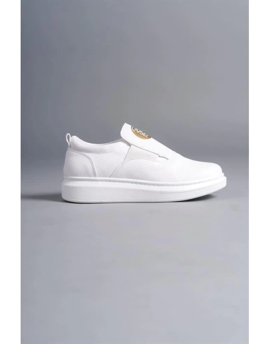 SLW161 Hippo Bağcıksız Cilt Erkek Günlük Sneaker Ayakkabı BT - Beyaz