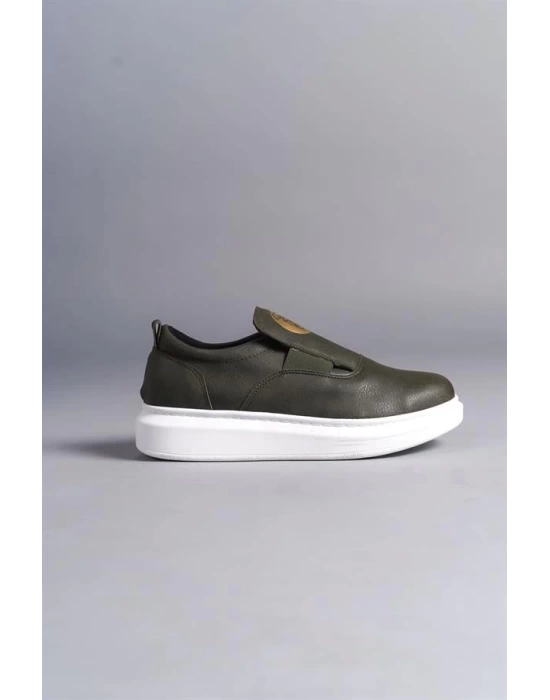 SLW161 Hippo Bağcıksız Cilt Erkek Günlük Sneaker Ayakkabı BT - Haki