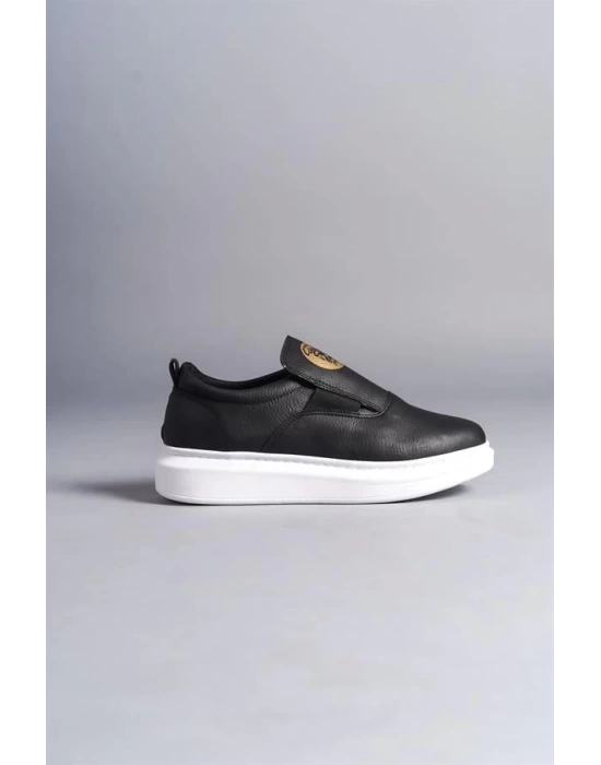 SLW161 Hippo Bağcıksız Cilt Erkek Günlük Sneaker Ayakkabı BT - Siyah