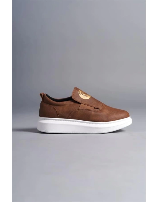 SLW161 Hippo Bağcıksız Cilt Erkek Günlük Sneaker Ayakkabı BT - Taba