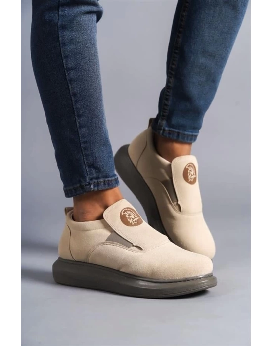 SLW161 Hippo Bağcıksız Süet Erkek Günlük Sneaker Ayakkabı GT - Bej