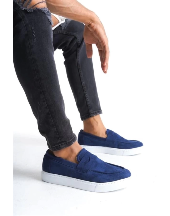 SLW180 Estilo X Bağcıksız Süet Erkek Günlük Spor Klasik Ayakkabı BT - Lacivert