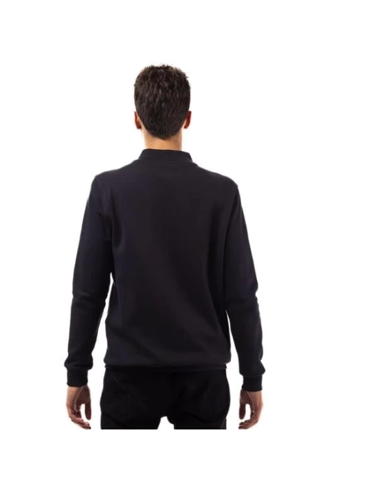 Yarım Fermuar Pike Kumaş Sweatshirt SIYAH