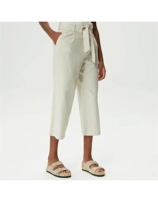 Yüksek Belli Linen Culotte Kadın Rengi Pantolon