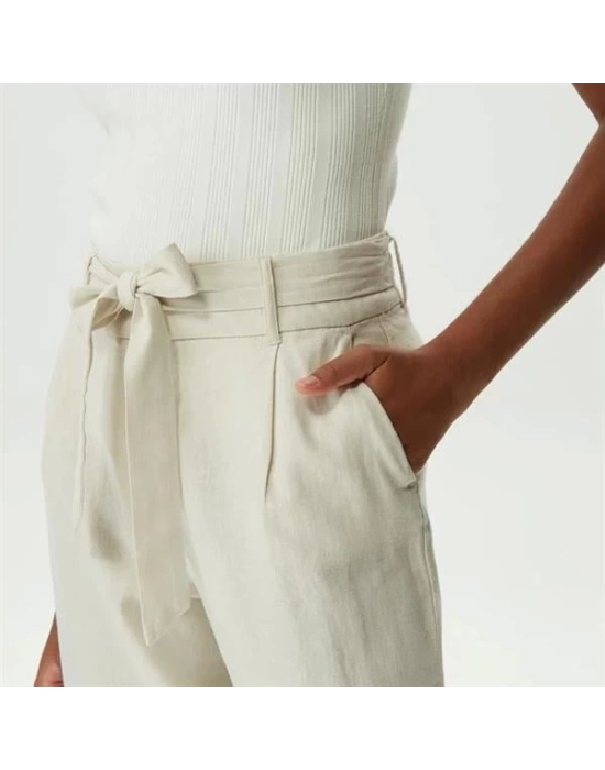 Yüksek Belli Linen Culotte Kadın Rengi Pantolon